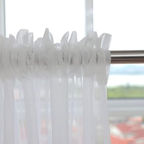 PHILEASY Window Ivory Sheer Curtains 108 Inches Long 2 Panels Sheer