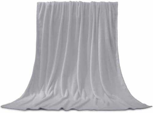 Gray Throw Blanket Solid Color Flannel Fleece Blanket Warm Cozy Soft