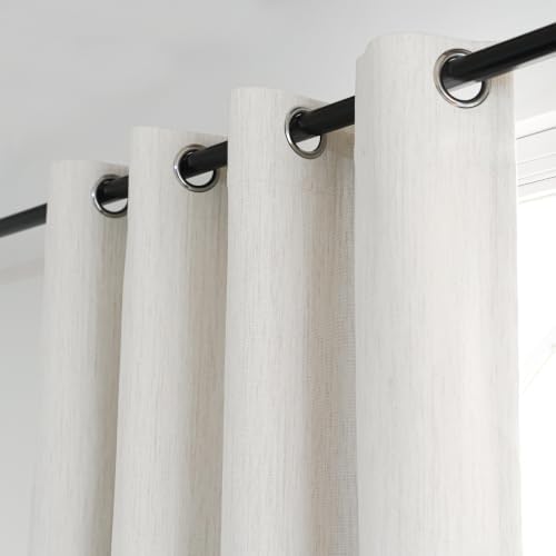 Chenille Blackout Curtains Cream White 84 Inch Grommet 2 Panels