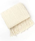 Knit Throw Blanket for Couch Home Decorative Bed Blankets with Tassel