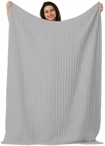 Fleece Throw Blanket for Couch, Grey Microfiber Flannel Blanket for