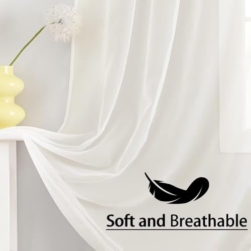 Semi Voile Sheer Curtains 96 Inches Long 2 Panels Rod Pocket Window