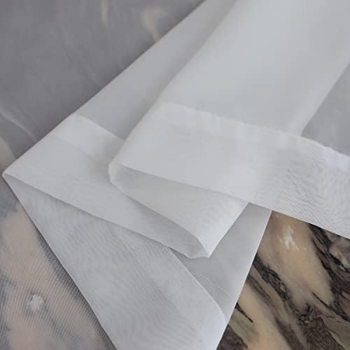L&TEC Window Ivory Sheer Curtains 108 Inches Long 2 Panels Sheer