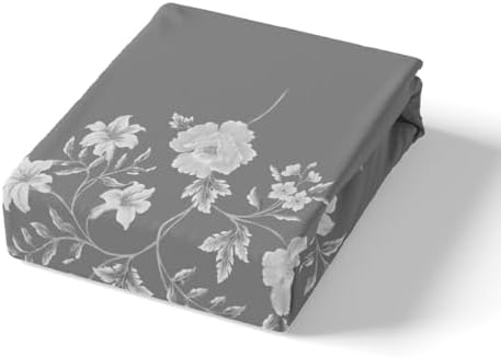 Homewish Kids Gray Floral Duvet Cover Set,Women Botanical Floral