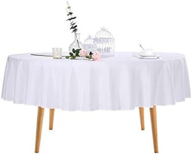 Ascoza 2pack 70 Inch White Round Tablecloth in Polyester Fabric for