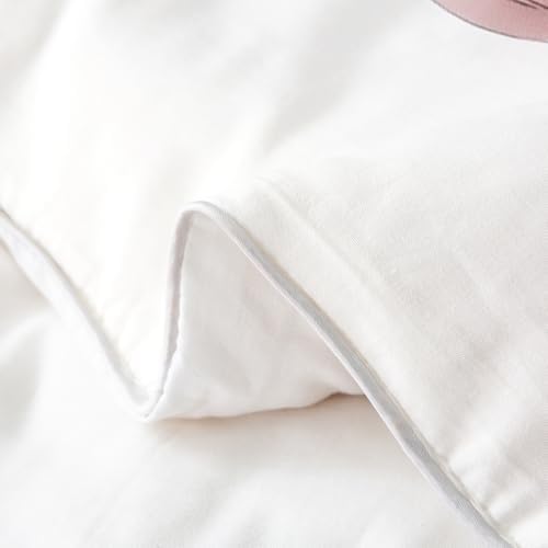 Blush and Grey Flower 100% Cotton Duvet Cover Set Queen