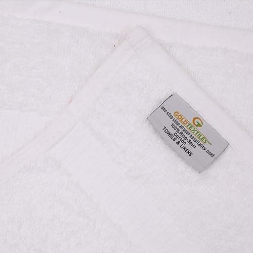 GOLD TEXTILES Premium White Hand Towels for Bathroom Bulk -100% Ring