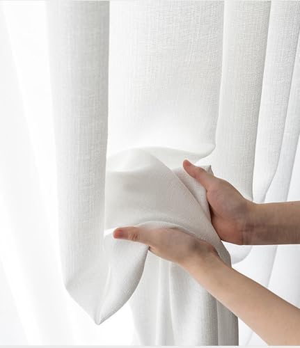 Beydodo Bedroom Curtains 63 Inches Long, Semi Sheer Curtains for