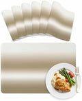 Placemats Set of 6 Abstract Gradient Khaki Beige Heat-Proof