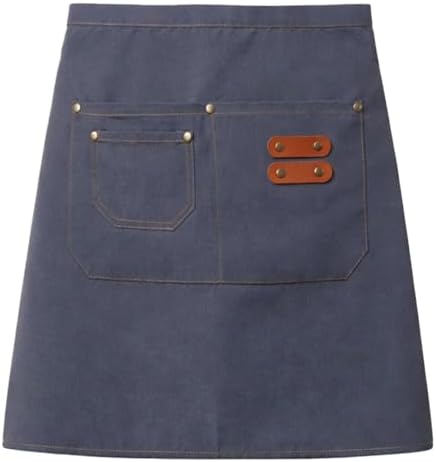 Waterproof Canvas Half Apron, Adjustable Work Apron with Pockets, for