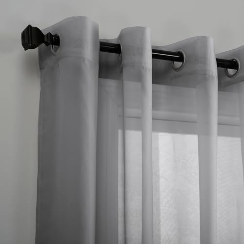 No. 918 Emily Sheer Voile Grommet Curtain Panel, 59" x 84", Charcoal