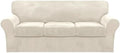 FantasDecor 4 Piece Sofa Velvet Couch Covers for 3 Cushion Stretch