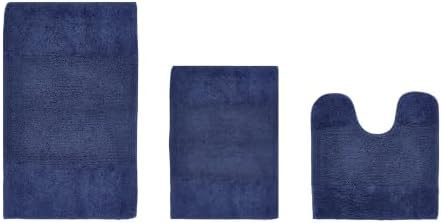 Better Trends 3 Piece Bathroom Rug Set 100% Cotton Non-Slip Washable