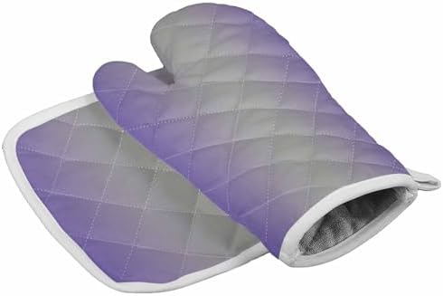 Quilted Cotton Terry Cloth Oven Mitt, Pot Holder Purple Gray Gradient