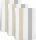 Classical Beige Grey Striped Kitchen Towels Soft Absorbent Dish Towels