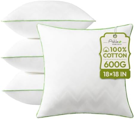 Ashler 18 x 18 Pillow Inserts Set of 4, Hypoallergenic Pillow