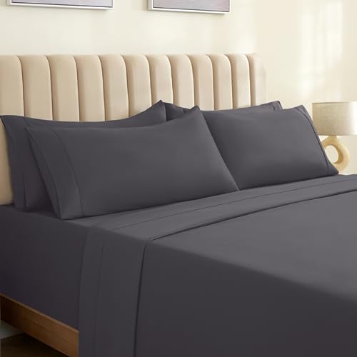 LuxClub 6 PC King Size Sheet Set Sheets Deep Pockets 18" Eco Friendly