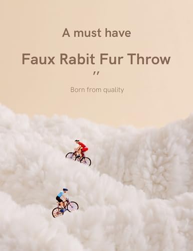 YnM Ultra Soft Fuzzy Throw Blanket, Hand Knit with Faux Rabbit Fur and