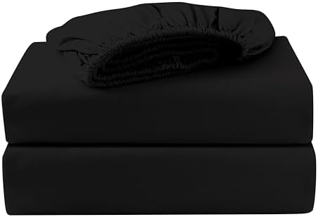 2 Pack Twin XL Fitted Sheets, 100% Egyptian Cotton, Black