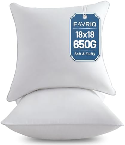 FAVRIQ 18 x 18 Pillow Inserts (Set of 2) - 18 Inch Square Interior