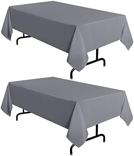 sancua 2 Pack Light Grey Tablecloths 60x120 Inch for 8 Feet Rectangle