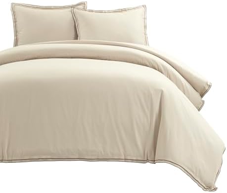 Lush Decor Hampton Double Flange Embroidered Contrast Edge Cotton