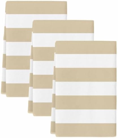Beige White Striped Kitchen Towels Set of 3, Absorbent Dish Towels for