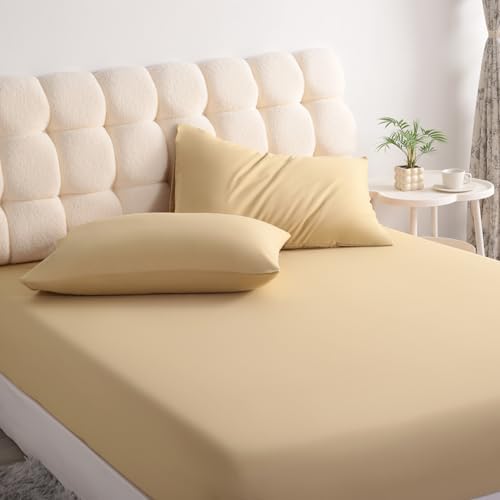 NTBAY Queen Microfiber Sheet Set, 3 Piece, 15 Inch Pocket, Light Taupe