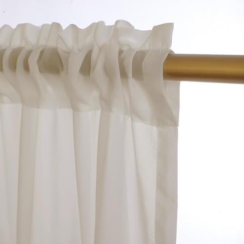 Semi Sheer Rod Pocket Curtains, 84W x 84L, 2 Panels, Beige