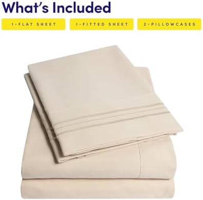 Supreme Collection Twin Sheet Set - 3 Piece Set, Beige Cream, Extra