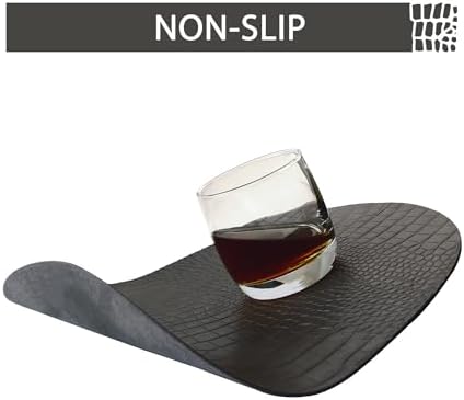 Round Leather Placemats for Round Tables Set of 6, Gray Table Place