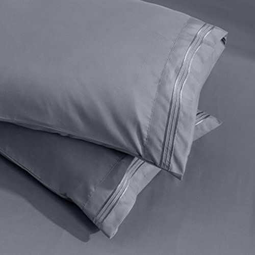 Aormenzy Microfiber Pillow Cases, Queen Size, Grey, Set of 4