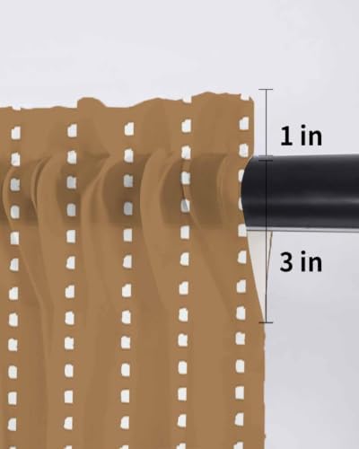Geometric Stripes Brown Sheer Curtains 72 Inch length,Rod Pocket