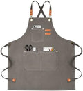 OUNLEN Chef Apron for Men Women Canvas Aprons with 3 Pockets Cross