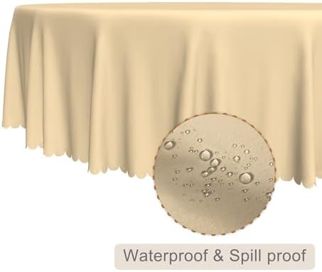 Solid Beige Round Tablecloth 70 Inch Pure Color Circular Table Cloth