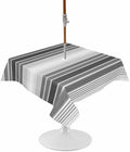 Gray Vertical Stripes Square Outdoor Tablecloth, Waterproof Table
