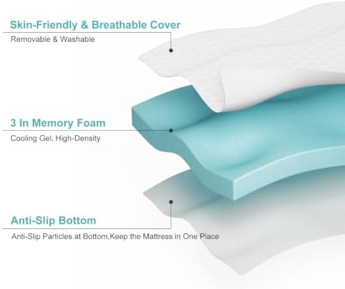 EDILLY 3 Inch Cooling Gel Memory Foam Mattress Topper Queen Size