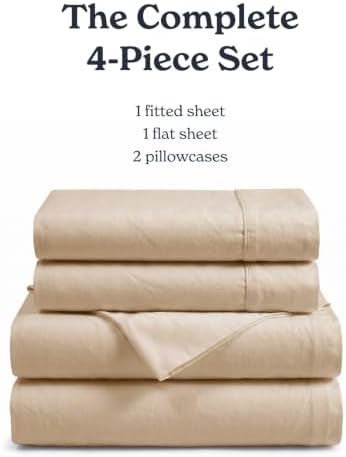 Beckham Hotel Collection 100% Cotton Full Sheet Set, 4-Piece, Sand