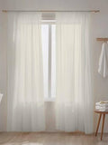 Cream Solid Color Sheer Curtains for Living Room Bedroom Aesthetics