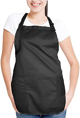 DALIX Apron Commercial Restaurant Home Bib Spun Poly Cotton Kitchen