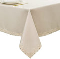 EHouseHome Faux Linen Tablecloth with Lace Trim - Waterproof/Spill