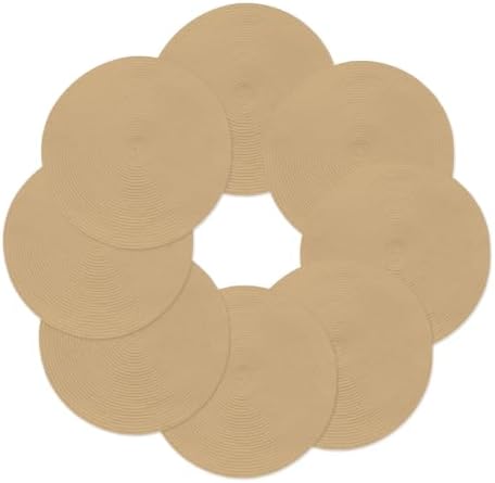 Round Placemats Set of 8 Beige Place Mats Washable Woven Placemat