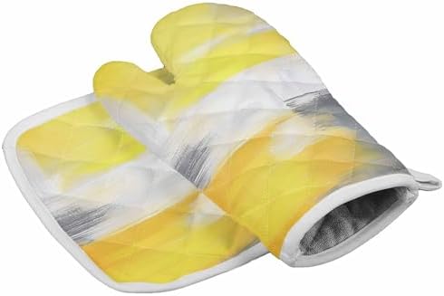 Quilted Cotton Terry Cloth Oven Mitt, Pot Holder Grey Yellow Ombre