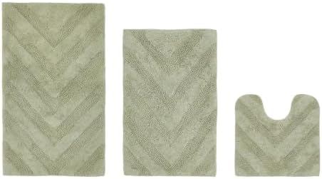 Soft Tufted Multi-Piece 100% Cotton Bathroom Rugs Set 3 Piece - Sage