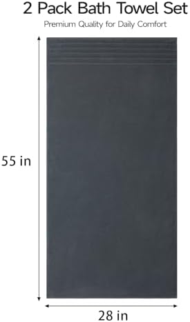 ecolook Soft Bath Towels 2 Pack, 100% Cotton Ultra Absorbent &