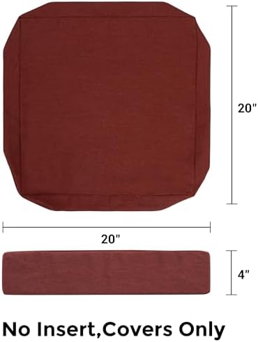 FUNHOME Outdoor Cushion Covers 20 x 20 x 4 inch,Set of 2,Non-Slip