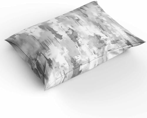 Duvet Cover Set Queen, Abstract Gray White Faded Impressionism 3 Piece