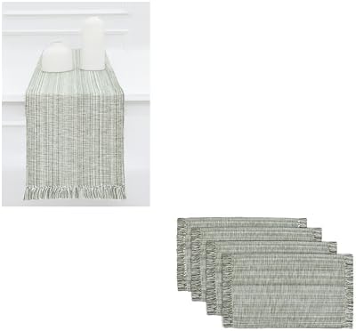 PurpleEssences Chambray Table Runner with Fringes, 13x72 Inch and
