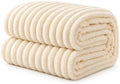 Cream Ribbed Soft Cozy Fleece Blanket for Bed, King, 91"x100"