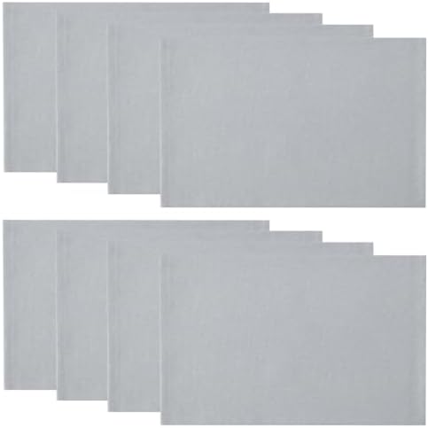 Gray Solid Color Placemat Set of 8, Burlap Placemats for Dining Table